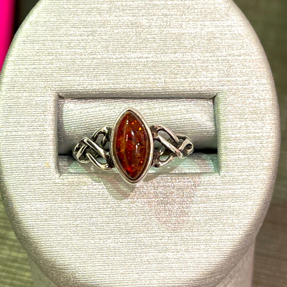.925 Celtic amber ring